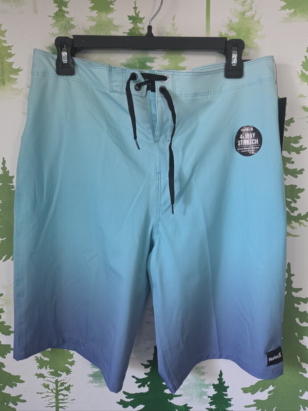 Hurley Teal to Blue Ombre 4-Way Stretch Boardshorts